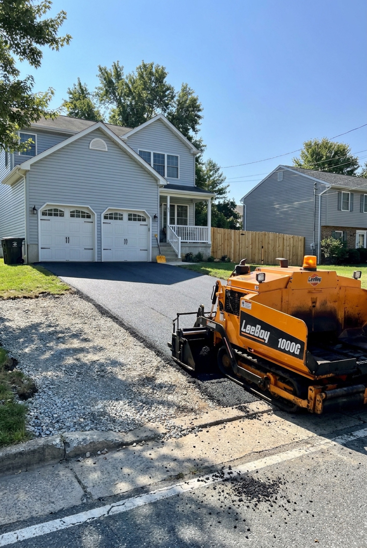 Asphalt paving equipment at a residential job in Loudoun County VA